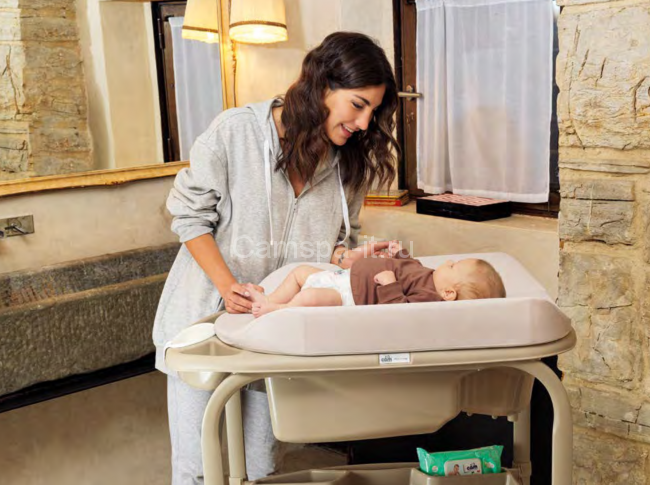 Пеленальный столик Cam Cambio (Камбио) цвет 260 B бежевый с мишкой и луной (ванночка белая)