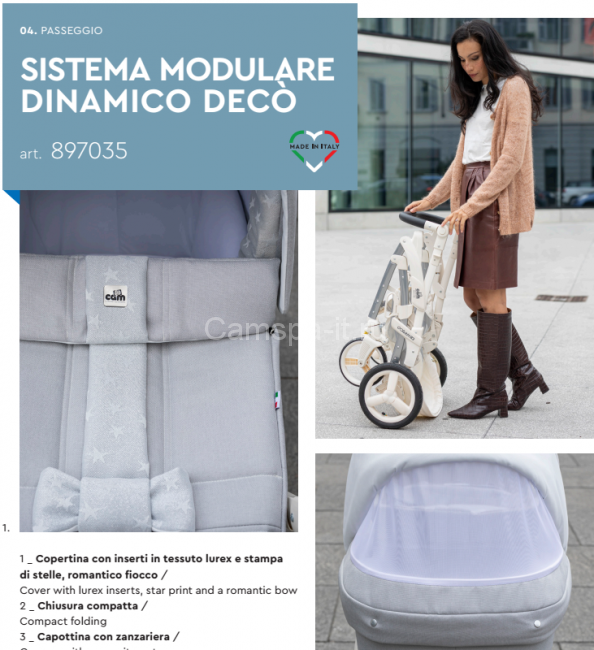 Коляска 3 в 1 Cam Dinamico Up (Динамико Ап) Deco цвет 831 stella grigia 